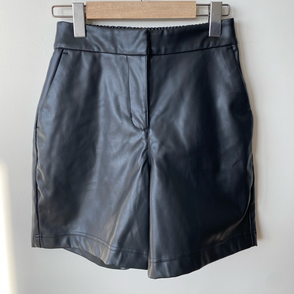 New Plenty Black Vegan Leather Women Shorts